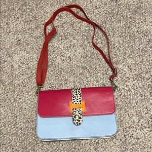 Soruka recycled leather multi colour adjustable strap purse- new